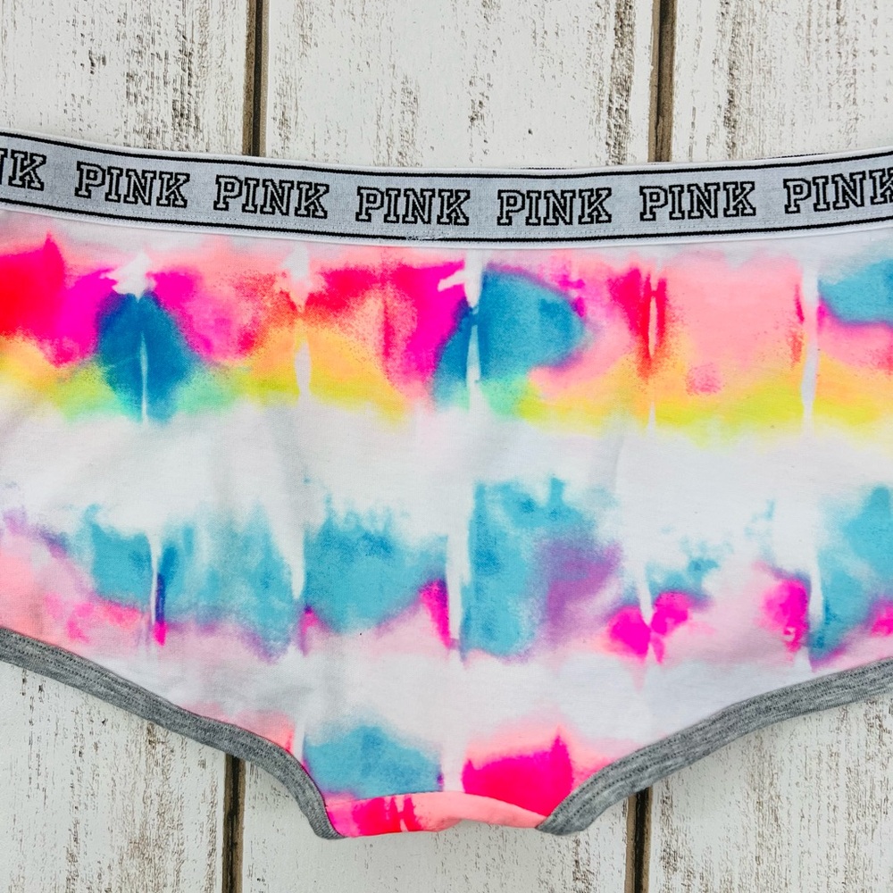 VS PINK Watercolor Print Boyshort Pantie Small Retired Style Color - Picture 5 of 6